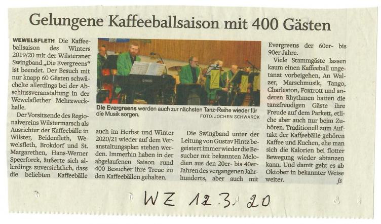 Gelungene Kaffeeballsaison mit 400 G&auml;sten, sh:z Wilstersche Zeitung, 12.03.